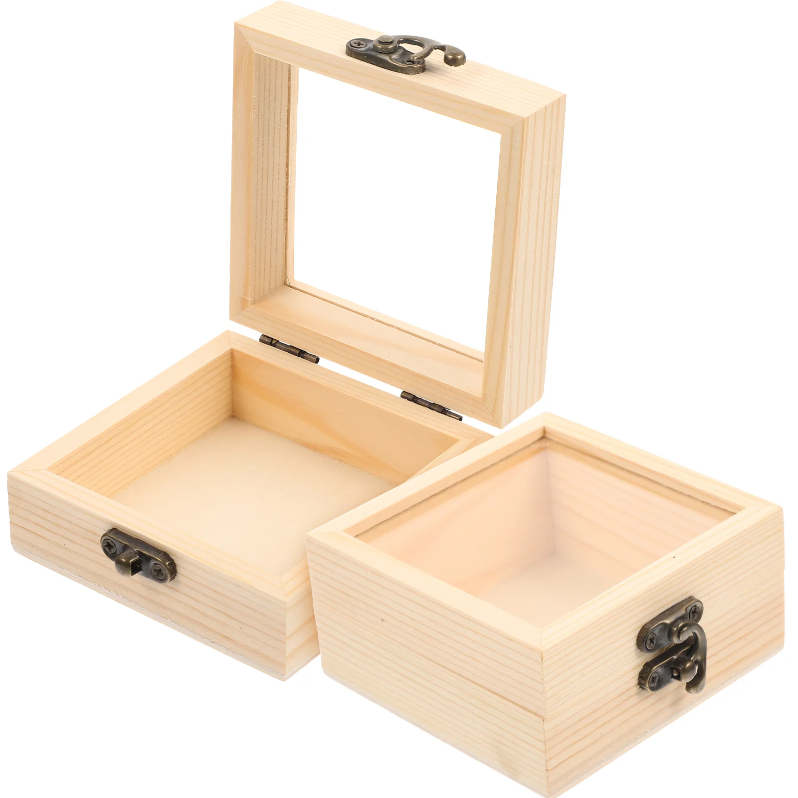 

2pcs Centerpiece Boxes Gift Wooden Box With Hinged Lid Unfinished Wood Box Wood Box With Lid Small Keepsake Box