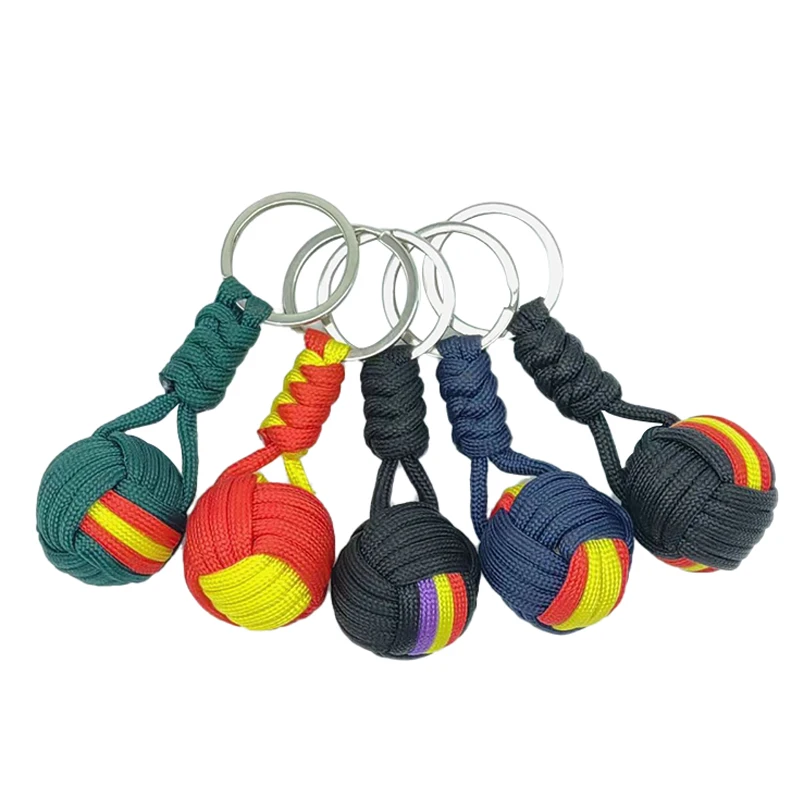 

Military Parachute Woven Rope Ball Keychain Lanyard Key Ring Monkey Fist Key Chains Outdoors Survival Tool Jewelry