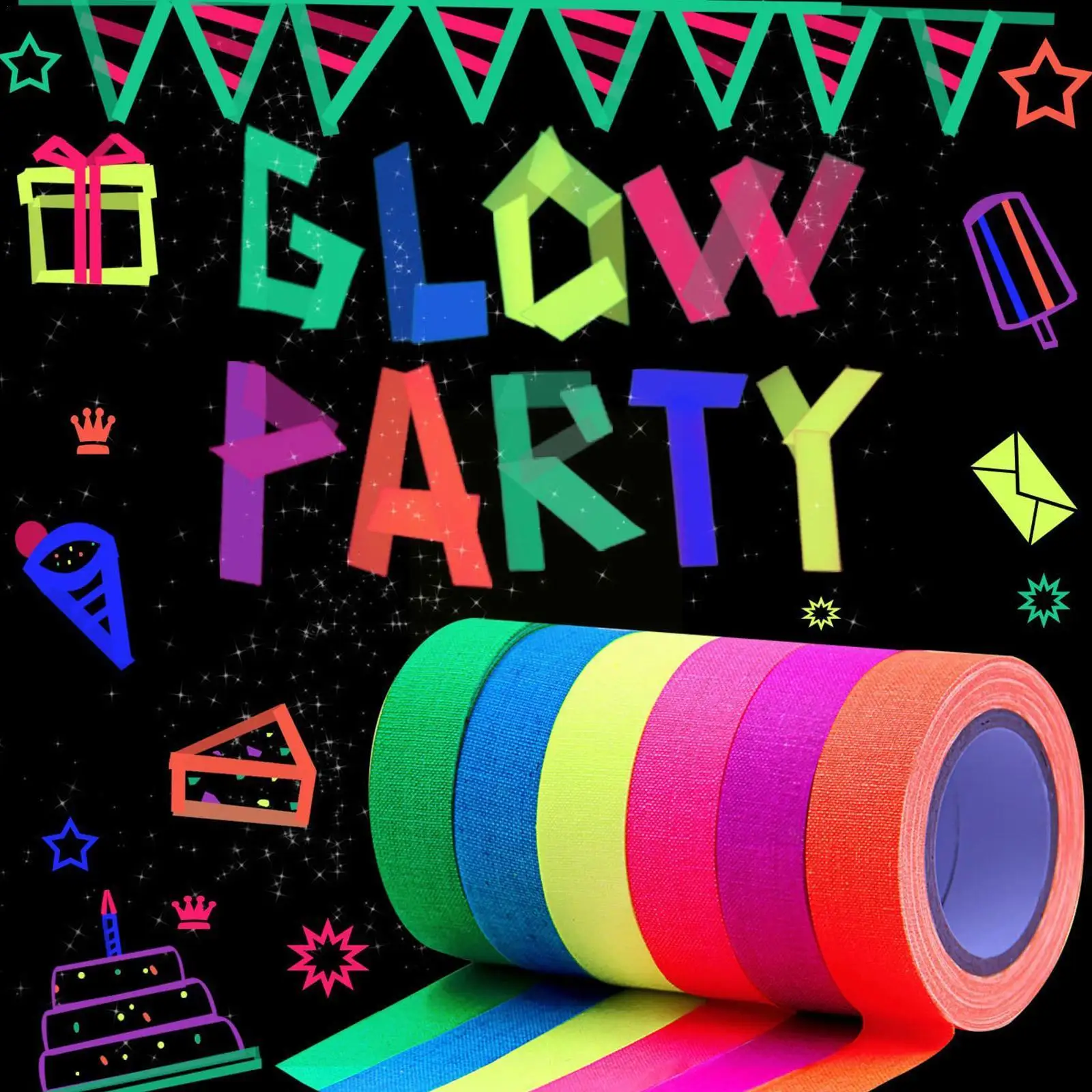 

Diy Fluorescent Uv Cotton Tape Matt Night Self-adhesive Glow In The Dark Luminous Tape For Party Floors Drop Shipping Q4u6