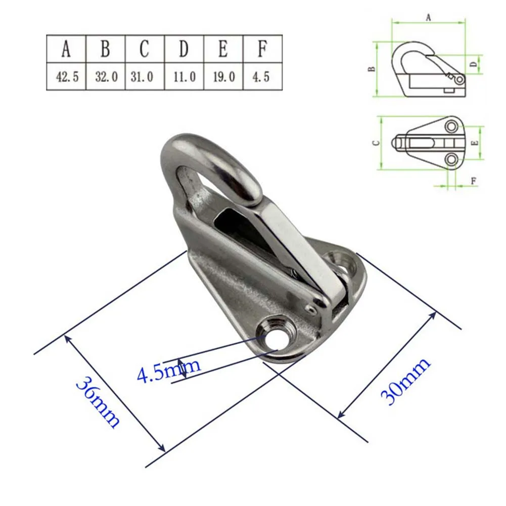 

2pcs Stainless Steel Spring Snap Coat Hooks Rack Fending Hook Fender Hardware For RV Carvan Truck Marine Boat Accessories
