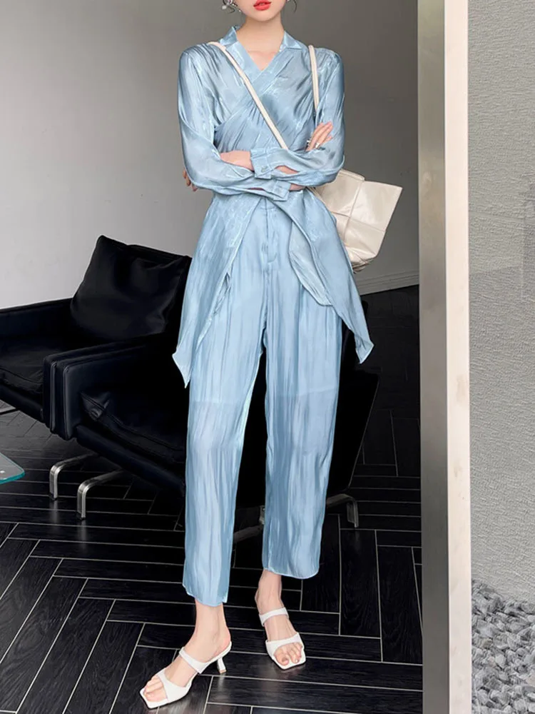 Женские осенние комплекты из двух предметов Топ с длинным рукавом и