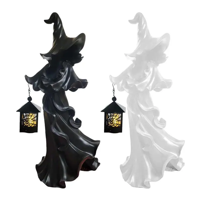 

Ghost Lantern Statue Cracker Barrel Witch Halloween Decorations With Lantern Scary Resin Sculpture For Halloween Thanksgiving