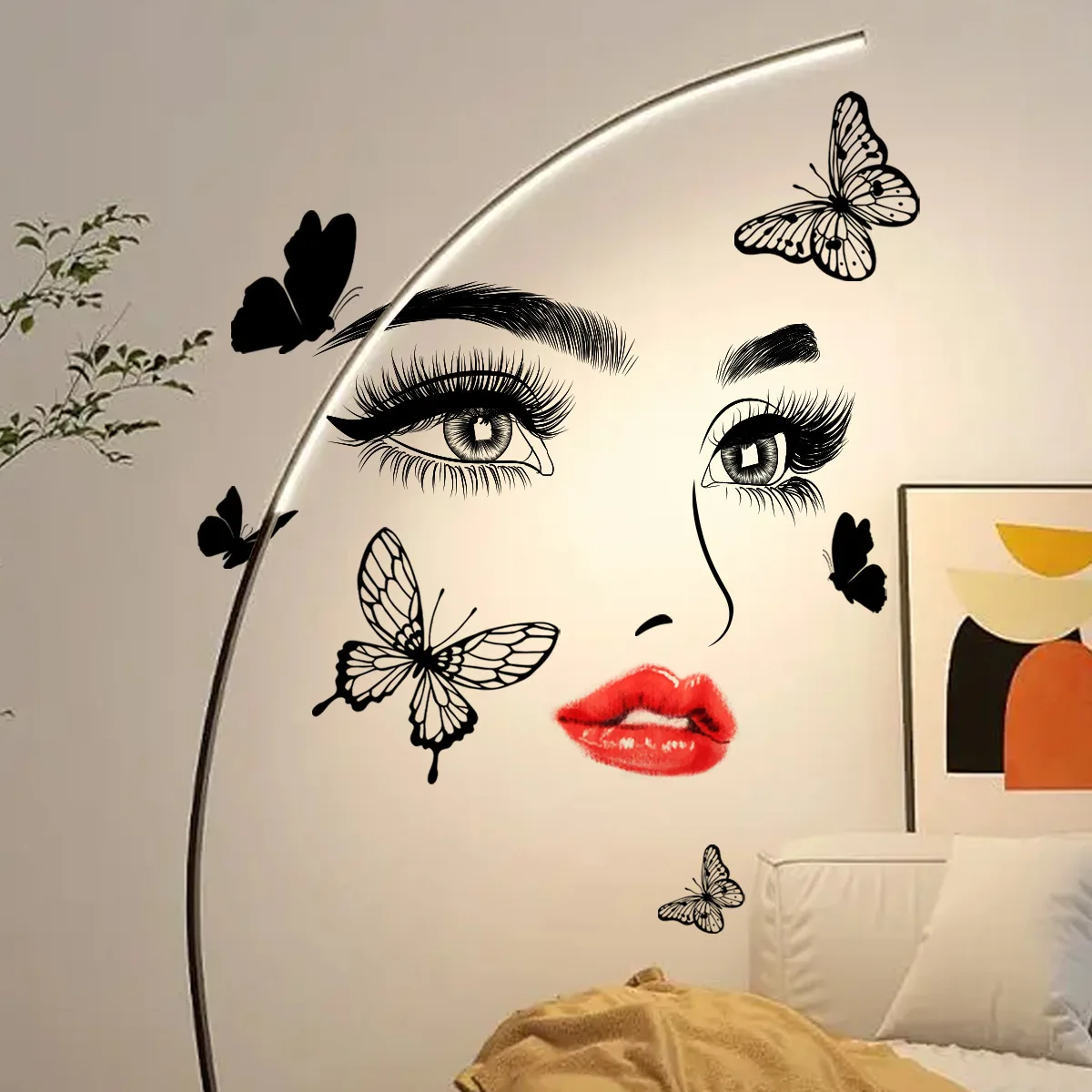

Beauty Eye Lash Butterfly Creative Decorative Wall Stickers Removable Vinyl PVC Home Decor for Living Room Bedroom