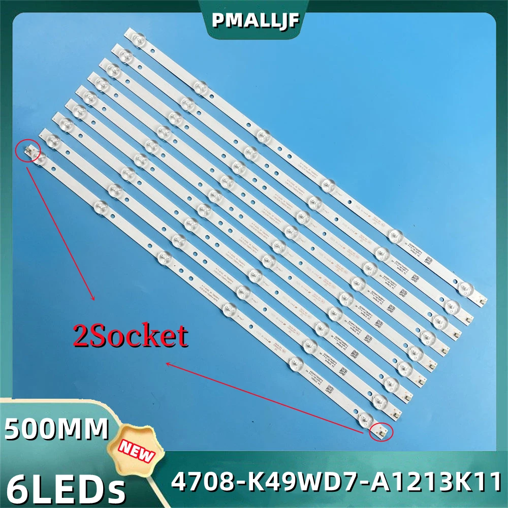 Светодиодная лента для подсветки DEXP F49B7000T 4708-K49WD7-A1213K11 49PFF5455/T3 49PFF5250 LE49K51S AOC LE49F1761 49UF6031/T3, 9 шт. светодиодный комплект