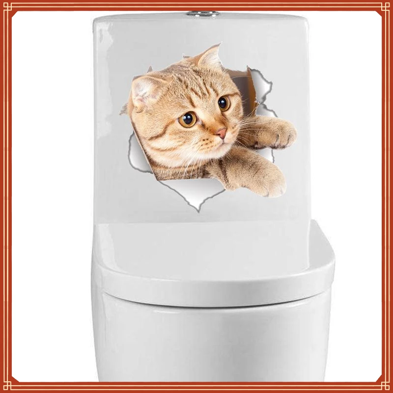 

Vivid 3D Smashed Switch Wall Sticker Bathroom Toilet Kicthen Decorative Decals Funny Animals Decor Poster PVC Mural Art