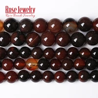 natural red brown agates stone beads round loose spacers beads for jewelry making diy bracelet accessories 4 6 8 10 12mm 15inch