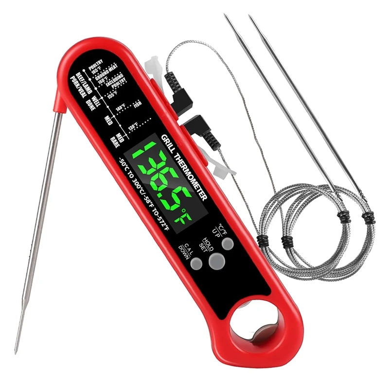 

3 In 1 Digital Meat Thermometer,Food Thermometer With Detachable Wired Probe,LCD Backlight For Grilling,BBQ,Kitchen