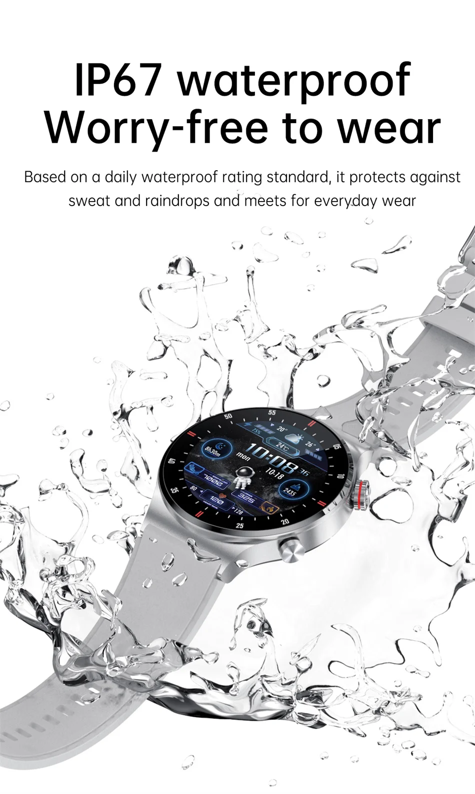 Фото Для POCO X5 Pro Motorola Moto G04s Realme SmartWatch Мужские умные часы с сенсорным экраном и вызовом Водонепроницаемые часы с кровяным давлением и пульсометром №5