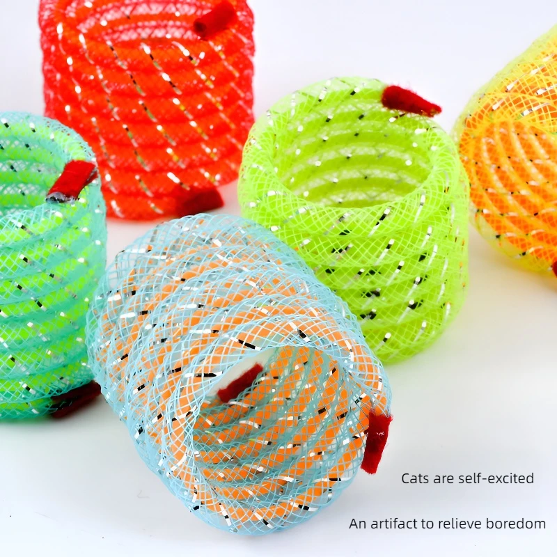 Интерактивные игрушки для кошек Ловец цветные гофрированные пружинные