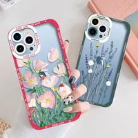 flower capa for iphone 13 12 mini 11 pro max xs x xr 7 8 plus se 2020 2022 transparent soft tpu protection cases