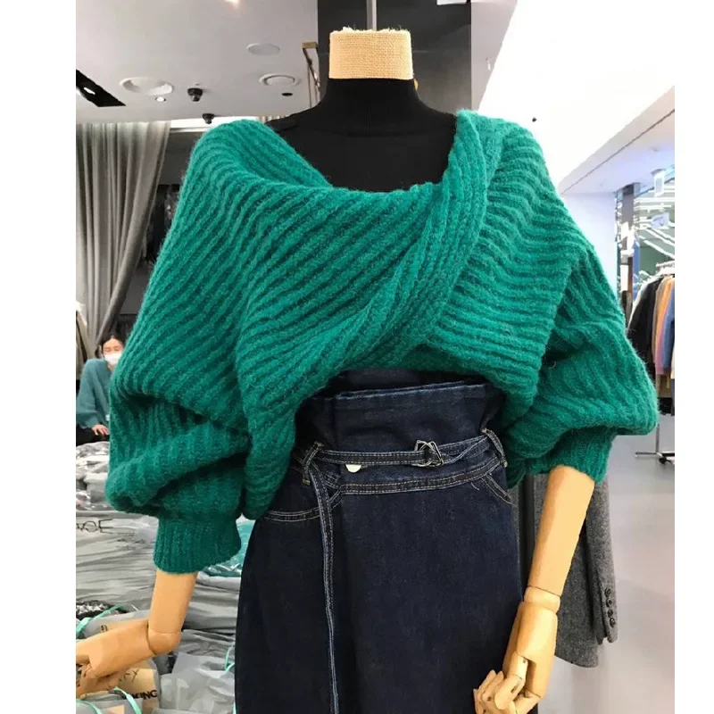 Корейский Dongdaemun2023 осень/зима Новое поступление модный однотонный пуловер через