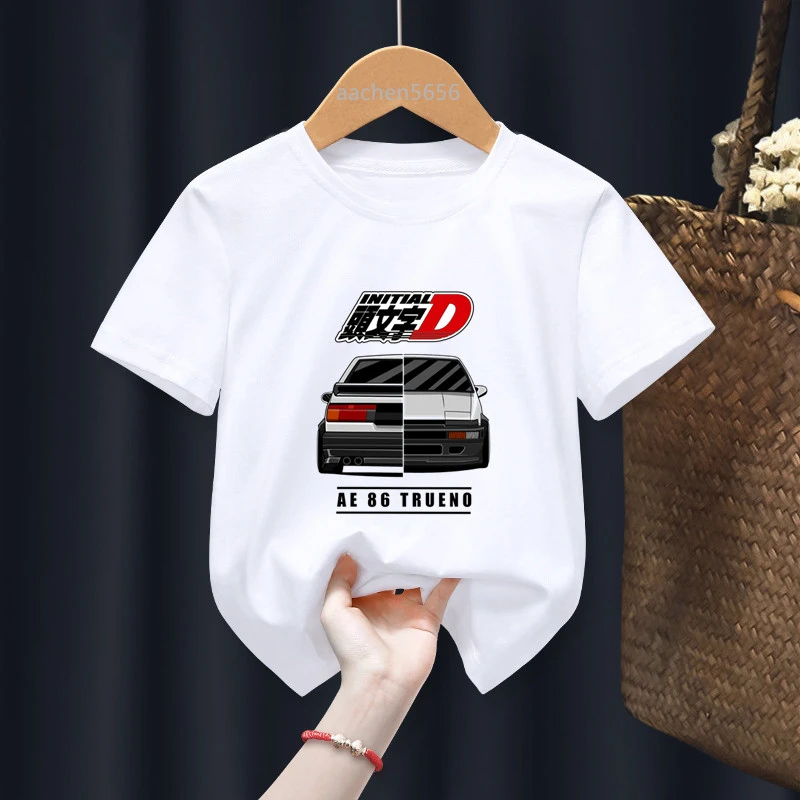 Initial D Funny Boy Girl T-shirts Kid Children Anime Gift Present Little Baby Harajuku Kids White Clothes,Drop Ship