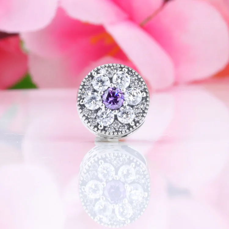 

Hot Sale S925 Sterling Silver Diamond Sakura Flower Charm Fit DIY Original Bracelet