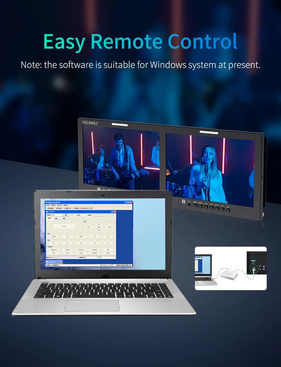 FEELWORLD D101 PLUS Двойной 10.1-дюймовый монитор для установки в стойку 4RU, 4K HDMI SDI, 1920x1200 IPS, гибкое питание с низким энергопотреблением. (art.: 3920dcd3cbff9) - 3920dcd3cbff9