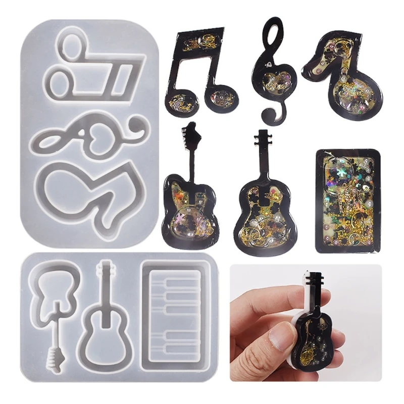 

Instrument Note Resin Shaker Molds Quicksand Keychain Mold Easy to Clean