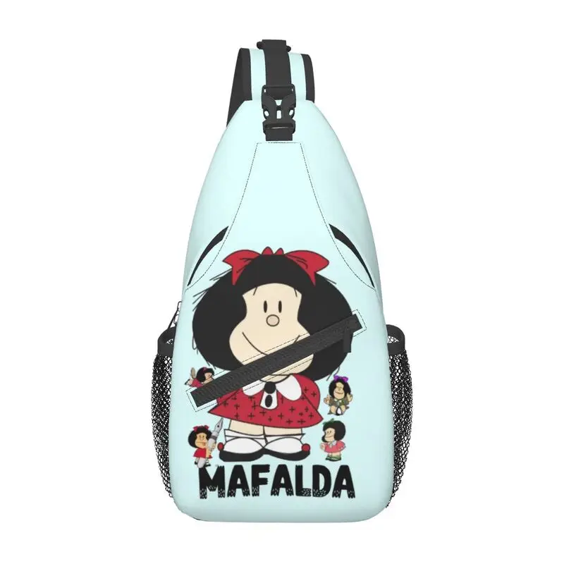 

Cool Mafalda Sling Bags for Traveling Men's Cartoon Crossbody Chest Backpack Shoulder Daypack
