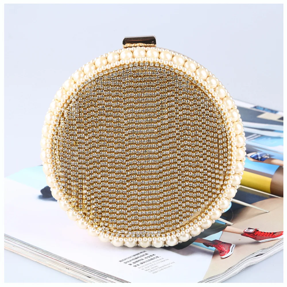 

Evening Bag Diamond-studded Quality Round Banquet Bag Clutch Rhinestone Evening