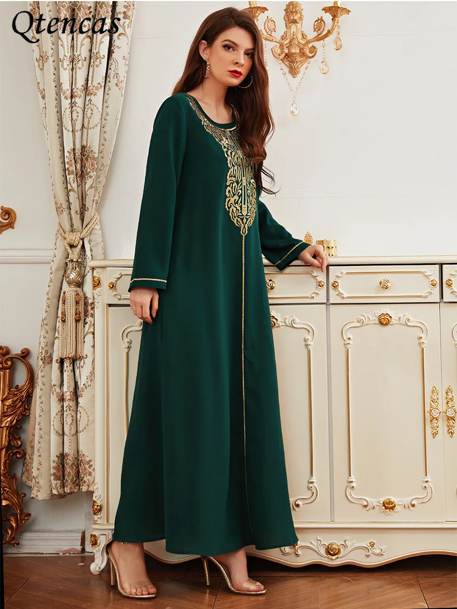Платье-хиджаб женское, с вышивкой, в турецком стиле, Исламская одежда