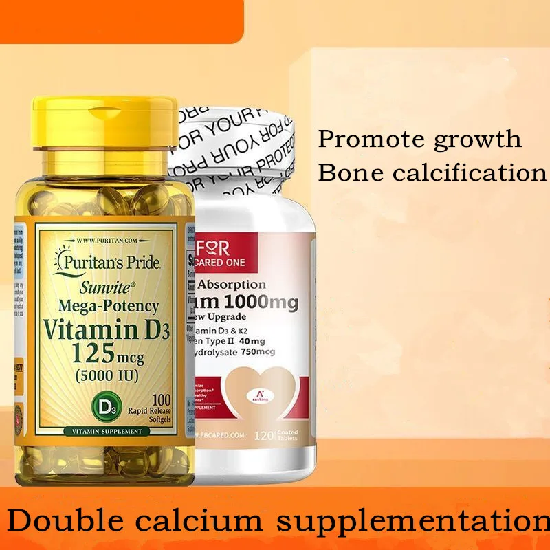 

Collagen Calcium Tablets + Vitamin D3(VD3) Double-Effect Calcium Supplementation Promote Absorption And Help Bone Development