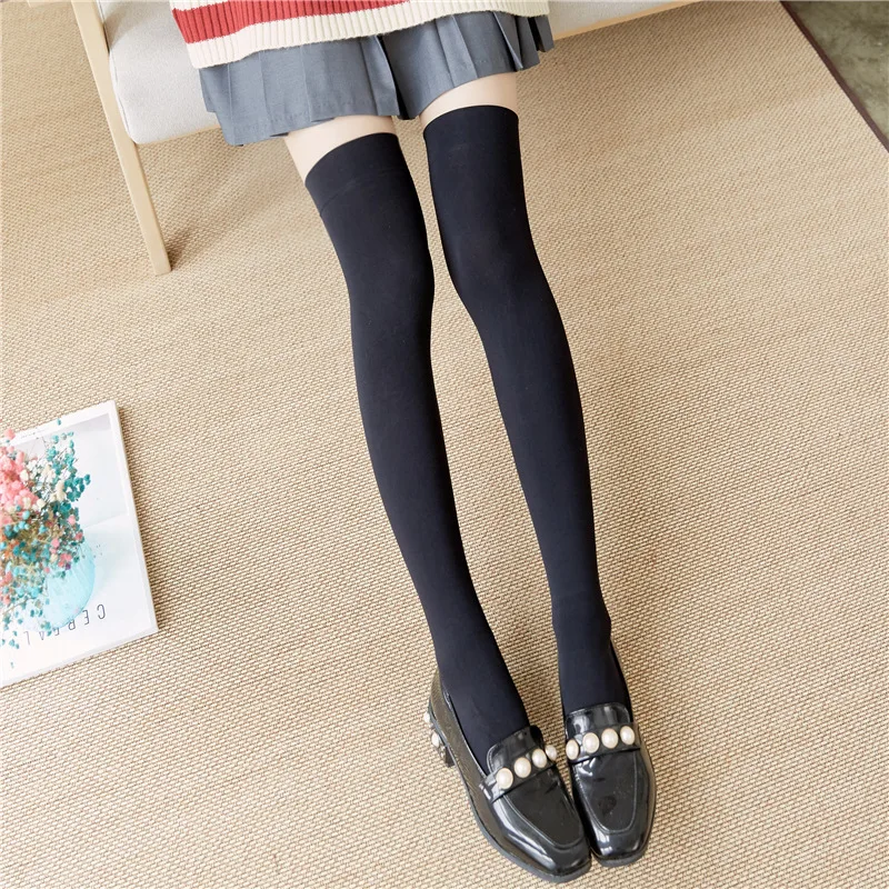 MARISDIANA Women's Black Velvet Knee High Socks Student Girl Kawaii JK White Silk Stockings Sexy Cute Thin Versatile Thigh Socks