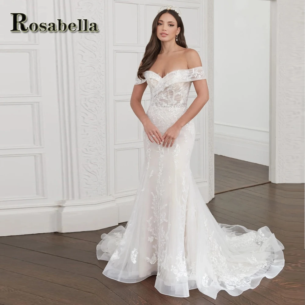 

ROSABELLA Luxury Cutout Mermaid Wedding Dresses For Women Illusion Appliques Vestidos De Novia Brautmode Personised Plus