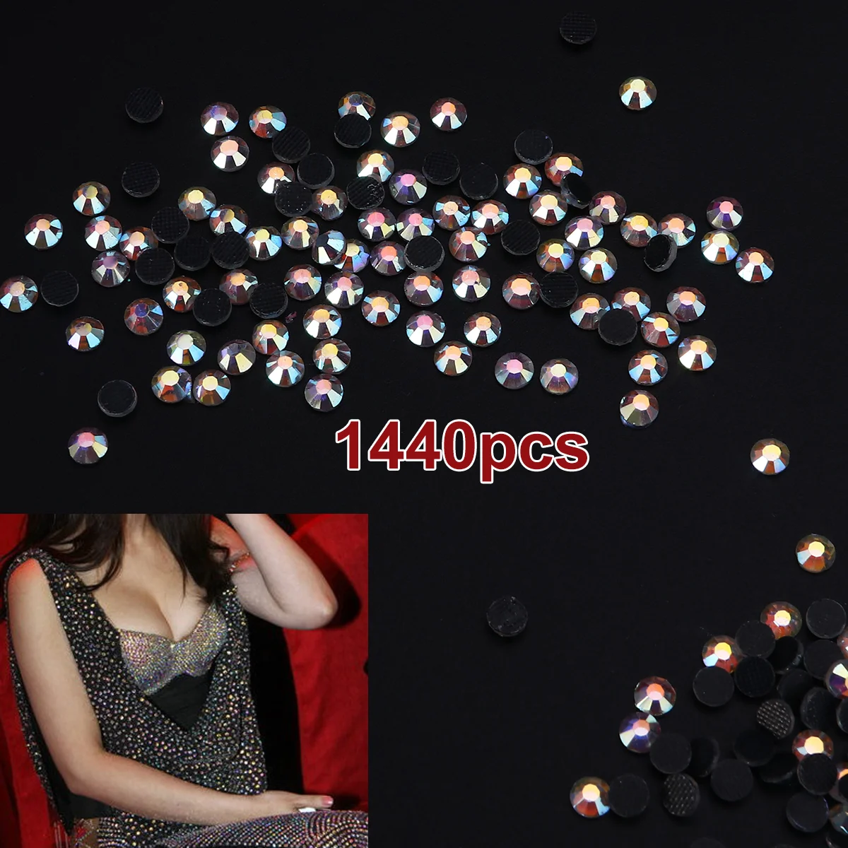 Набор из 1440 шт. SS16 4 мм кристаллы AB смола исправление стразы с плоской задней