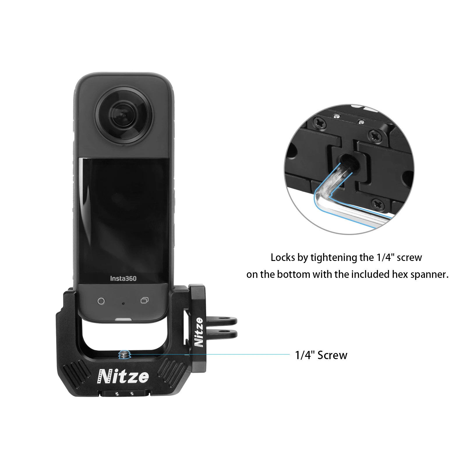 Фото Полурамка Nitze для Insta360 X3 со складными адаптерами для пальцев №5