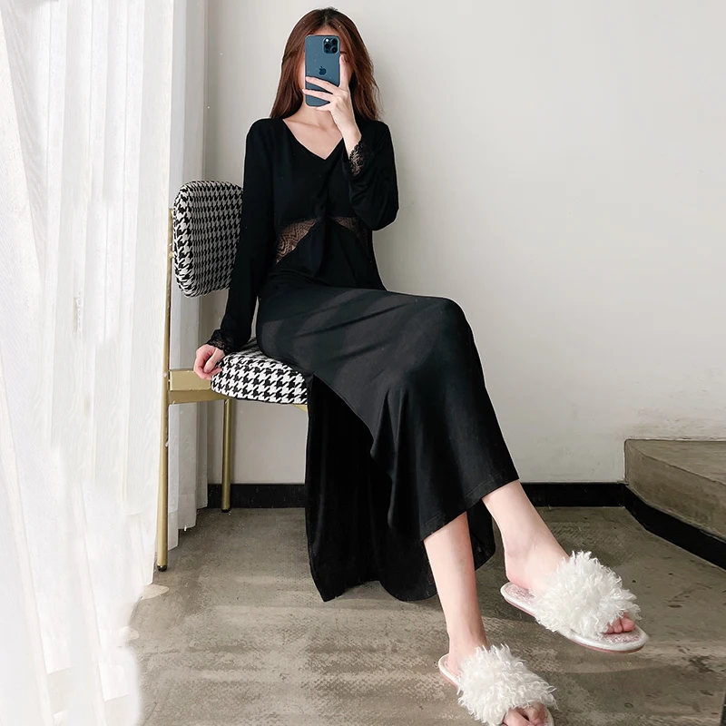 New Modal Sexy Pajamas, Shirt Style Nightdress, Thin Cardigan Short Skirt, Large Size Loungewear for Women