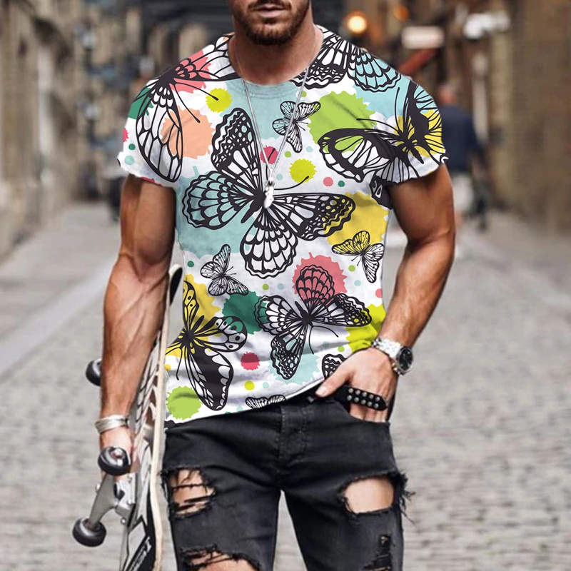 

Fashion Summer Hot Sale 3D Printing Exquisite butterfly pattern Male/Female T-shirt Street Trend Personality Loose Oversized Top