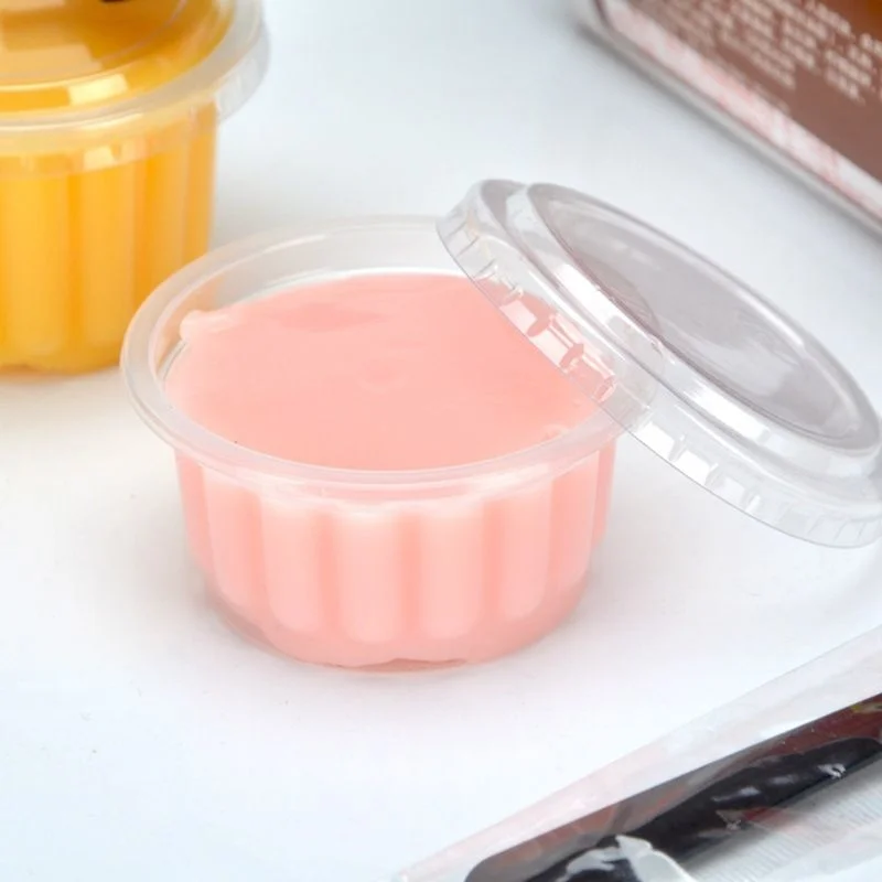 

50Pcs Disposable Cups Set Of 150ml Sauce Pot Rippled Container Jello Shot Cup Slime Storage With Lid For Ketchup