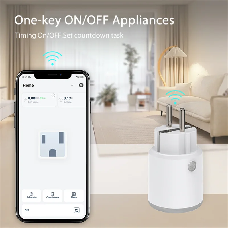 Tuya Smart New Matter Plug с мониторингом мощности 16A EU/US/FR/UK Outlet работает Homekit Alexa Google Home SmartThings