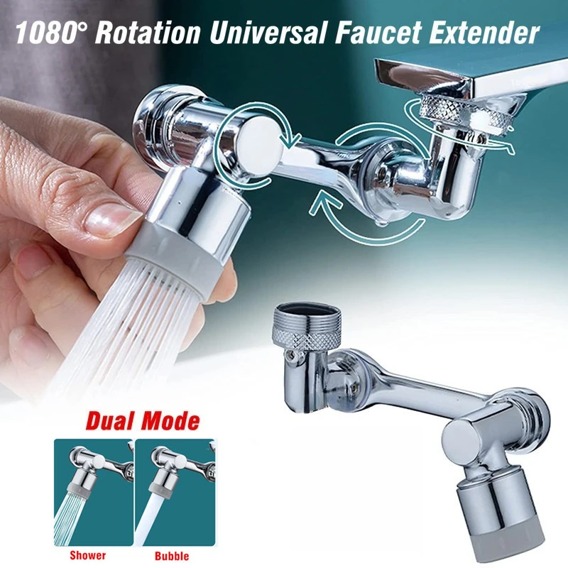 

Universal 1080° Swivel Robotic Arm Faucet Extension Plastic Sink Extension Faucet Rotatable Multifunctional Extension Faucet