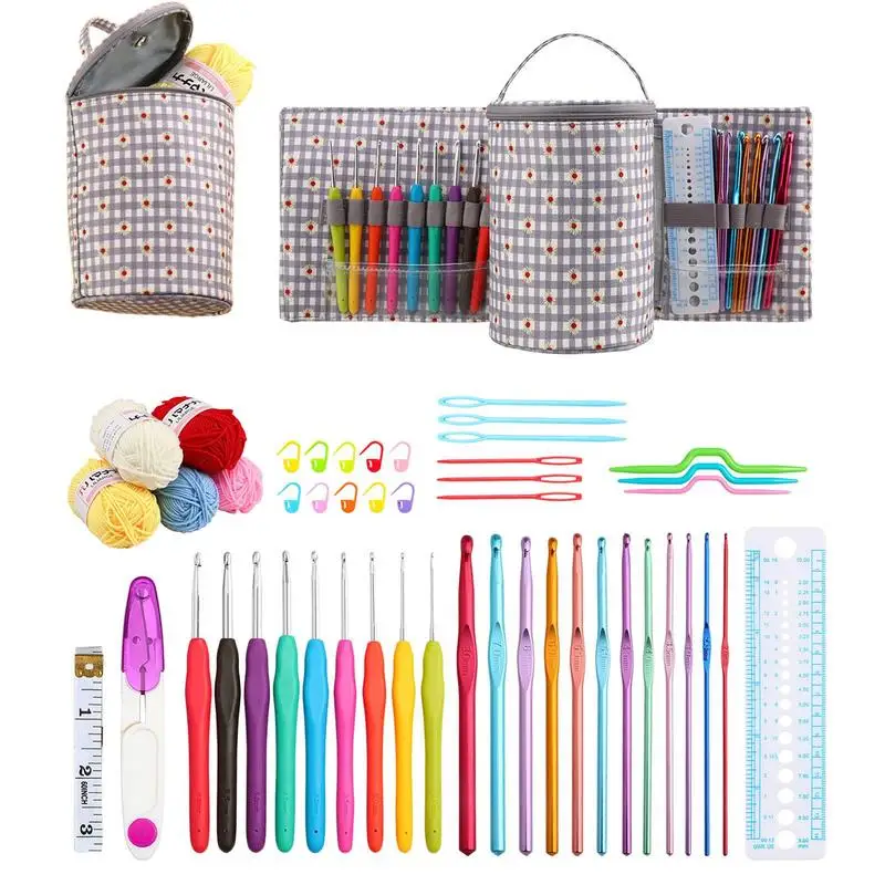 

Эргономичный крючок для новичков, эргономичный крючок, инструменты для вязания крючком, набор крючков с отделением для хранения, Женский крючок для рукоделия