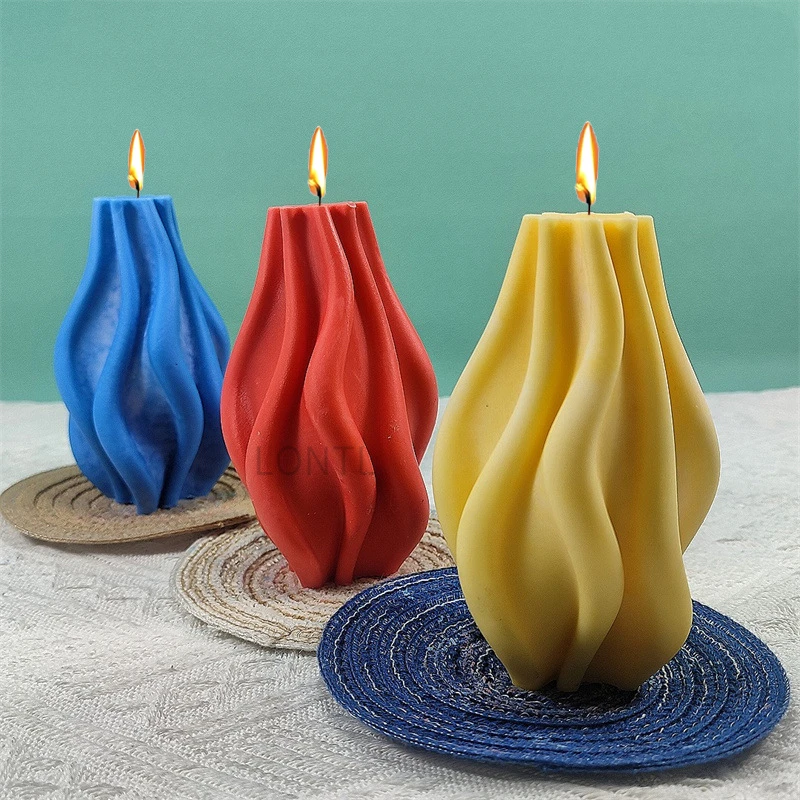 

New Irregular Wavy Column Silicone Candle Mold Handmade Aromatherapy Plaster Epoxy Kit Diy Soap-making Tool for Home Decor