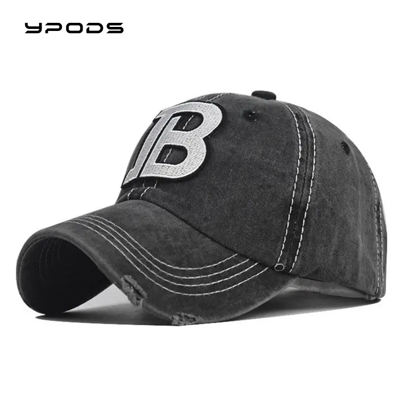 

Washed Cotton New B Letter Embroidered Baseball Cap Washed Old Duck Tongue Sunshade Cap Wholesale Dad Caps Outdoors Travel Hats