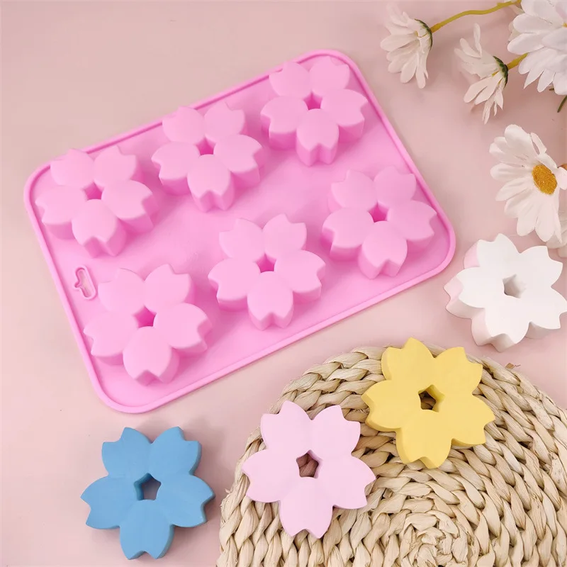 

Flower Soap Silicone Mold Bath Bomb Lotion Bars Making Supplies Cherry Blossom Cake Baking Art Craft Aromatherapy Wax Candle