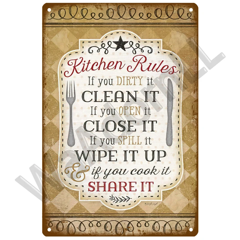 

Металлическая ретро-табличка для столовой