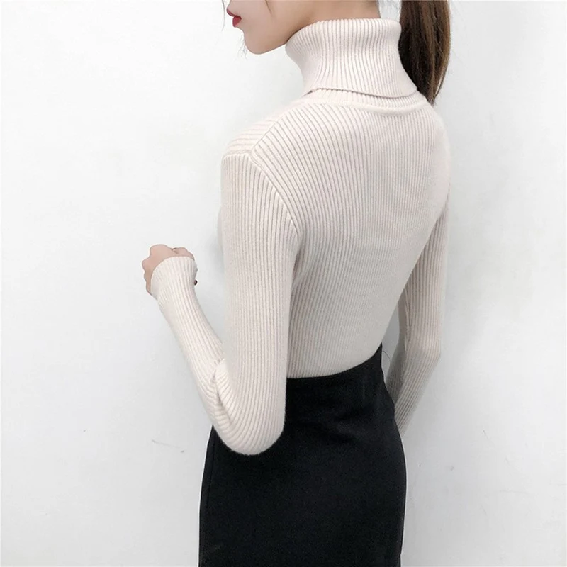 Tight Pullover Turtleneck Sweater Women's Inner Bottoming Shirt Autumn Winter New Long-Sleeved Warm Slim Solid Knitted Sweater images - 6