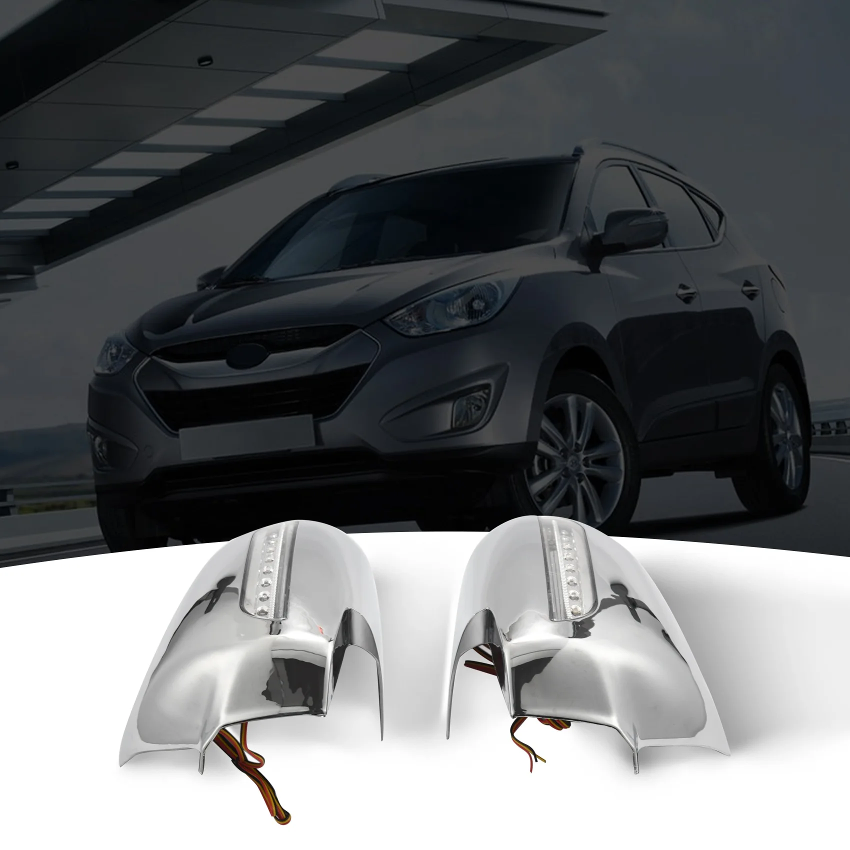

Car Door Mirror Covers with LED for Hyundai Tucson 2006-2009 ABS Chrome