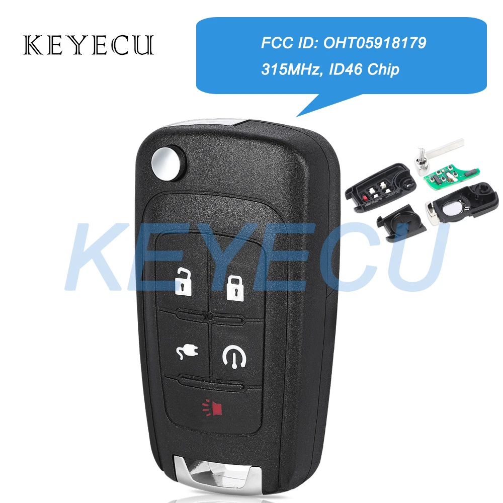Keyecu для Chevrolet Volt 2011 2012 2013 2014 2015 Smart Flip Remote Автомобильный брелок 315 МГц с чипом ID46 FCC ID:
