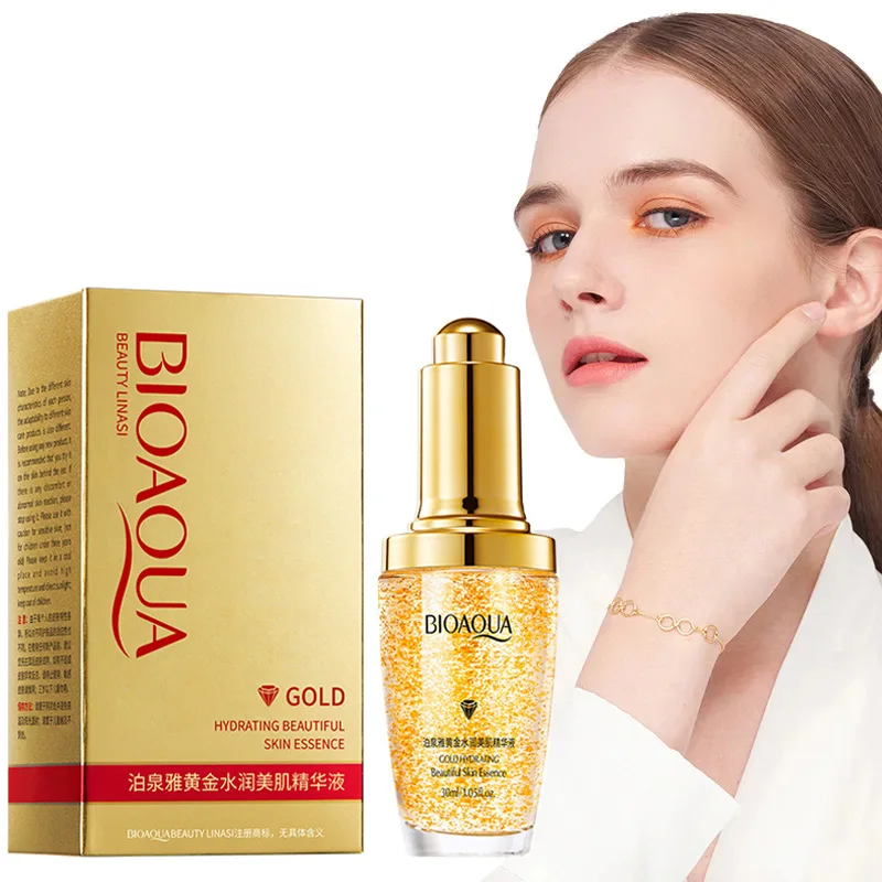 Сыворотка для лица BIOAQUA 24K Gold, Освежающая Антивозрастная эссенция против морщин, контроль жирности лица, товары для ухода за кожей Сыворотка для лица BIOAQUA 24K Gold, Освежающая Антивозрастная эссенция против морщин, контроль жирности лица, товары для ухода за кожей
