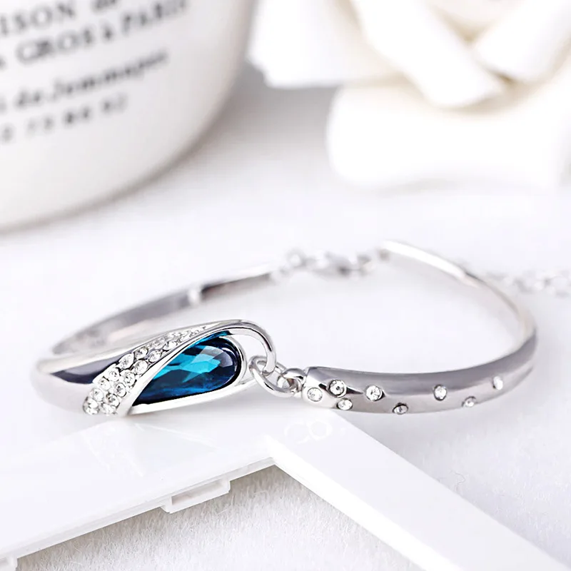 

Glass Bracelet Taobao Mall Crystal Silver Plated Bracelet Bracelet Korean Fashion Jewelry Free Shipping Item Bracelet for Women