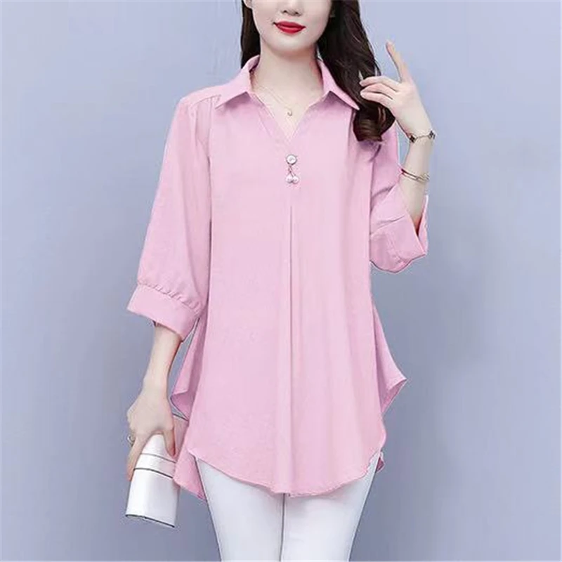 Женская одежда корейская мода шикарная Элегантная блузка с бисером летняя