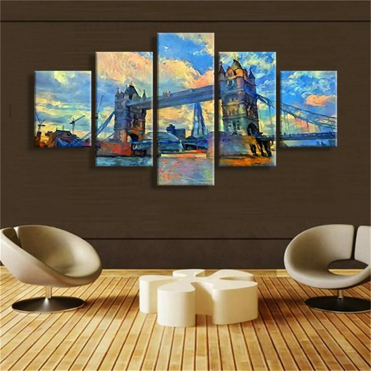 

Настенный плакат с изображением настенного интерьера, 5 панелей, без рамки