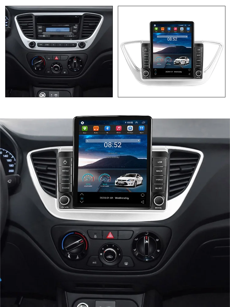 магнитола 2 din Автомобильный мультимедийный видеоплеер для Hyundai Solaris Verna 2017 2018 Tesla с