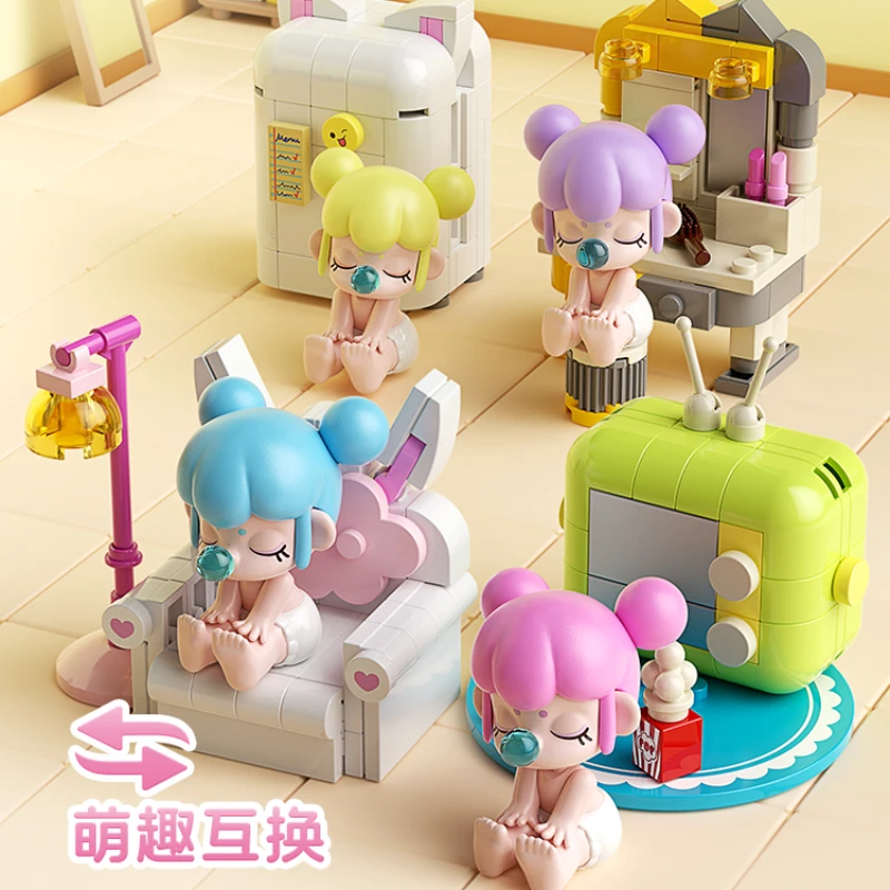 BabyNanci милый домашний строительный блок серии подвижная кукла настольный