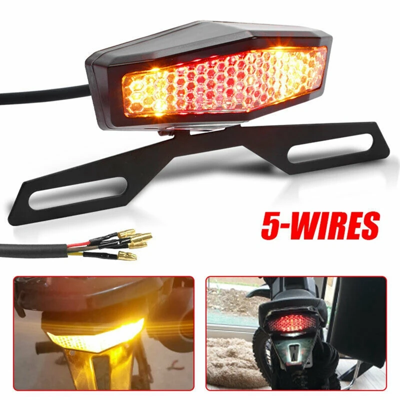

Motorcycle ATV LED License Plate Holder Rear Stop Tail Brake Light Bracket Mount