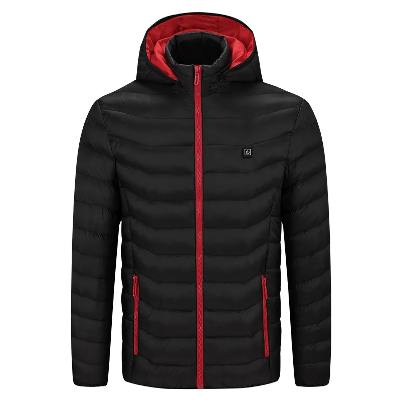 Men'S Winter Hooded Windproof Smart Heating Usb Jacket Charging 5-Zone Heating Constant Temperature Electric Cotton Padded Coat