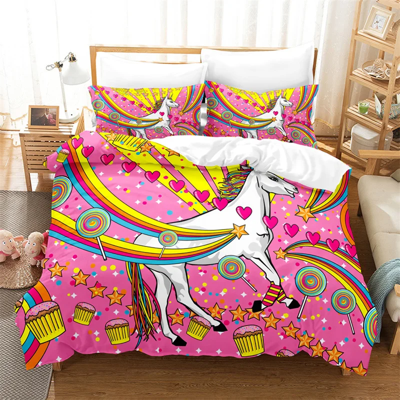

Pink Unicorn Queen Bedding Set Duvet Cover Set Bedding Digital Printing Bed Linen King Size Duvet Cover Set Bedding Set