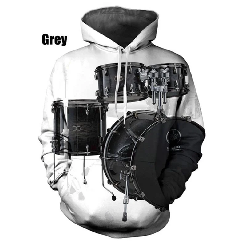 

Мужская повседневная толстовка с капюшоном, Черная Толстовка с длинным рукавом и 3D-принтом барабана, большие размеры, осень 2019
